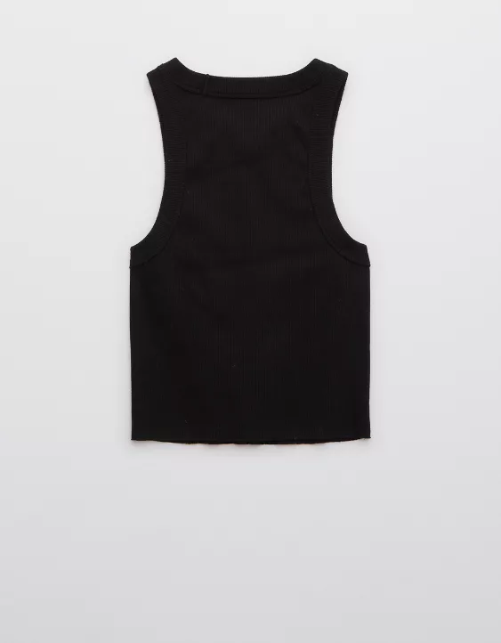 Aerie Free Spirit Ribbed Tank Top True Black - Image 4