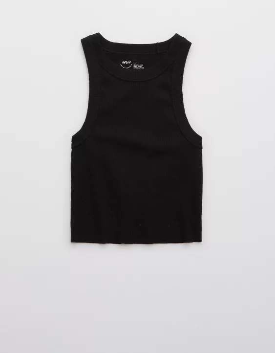 Aerie Free Spirit Ribbed Tank Top True Black - Image 3
