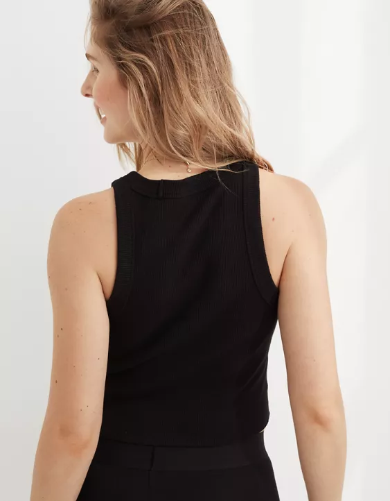 Aerie Free Spirit Ribbed Tank Top True Black - Image 2