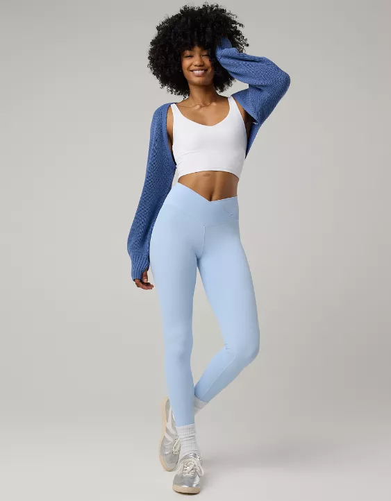 OFFLINE By Aerie Real Me High Waisted Crossover Legging Eyelet Blue - Image 6