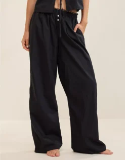 Aerie Off-Duty Poplin Trouser PJ True Black