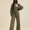 Aerie Waffle Trouser Military Green
