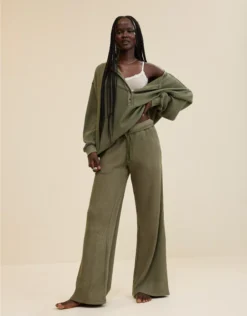 Aerie Waffle Trouser Military Green