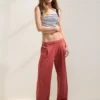 Aerie Lightweight New Heights Fleece Trouser Summer Burgundy