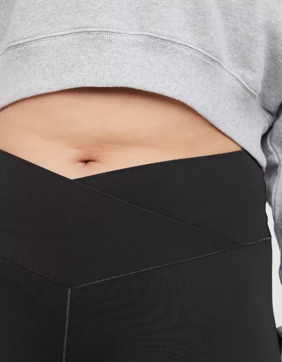 OFFLINE By Aerie Real Me High Waisted Crossover Flare Legging Smoked Gray - Image 3