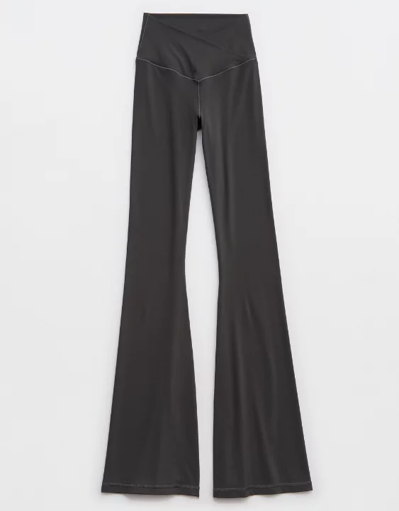 OFFLINE By Aerie Real Me High Waisted Crossover Flare Legging Smoked Gray - Image 5