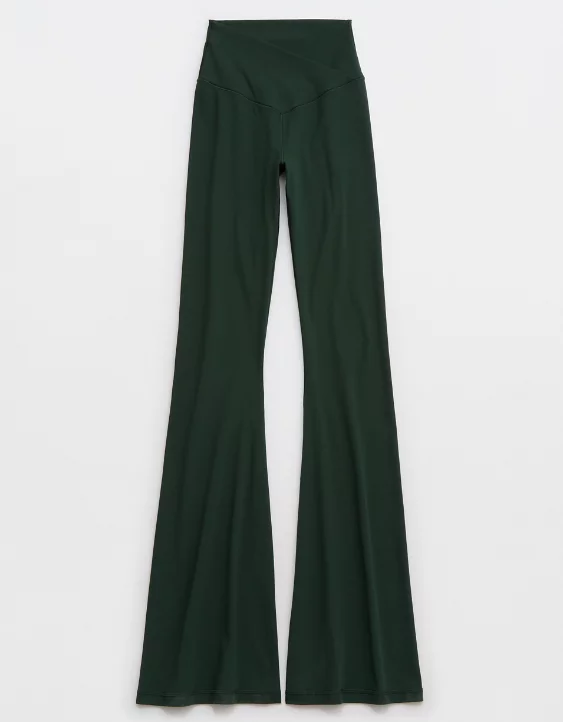 OFFLINE By Aerie Real Me High Waisted Crossover Flare Legging Mystical Green - Image 3