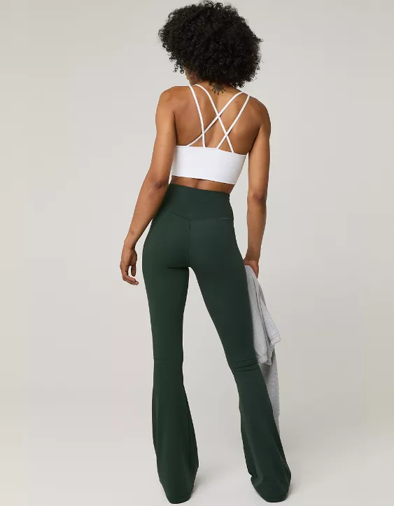 OFFLINE By Aerie Real Me High Waisted Crossover Flare Legging Mystical Green - Image 2