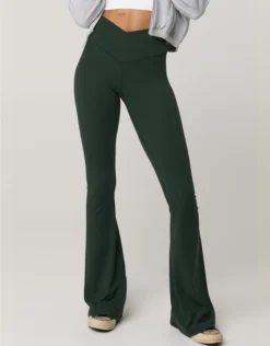 OFFLINE By Aerie Real Me High Waisted Crossover Flare Legging Mystical Green