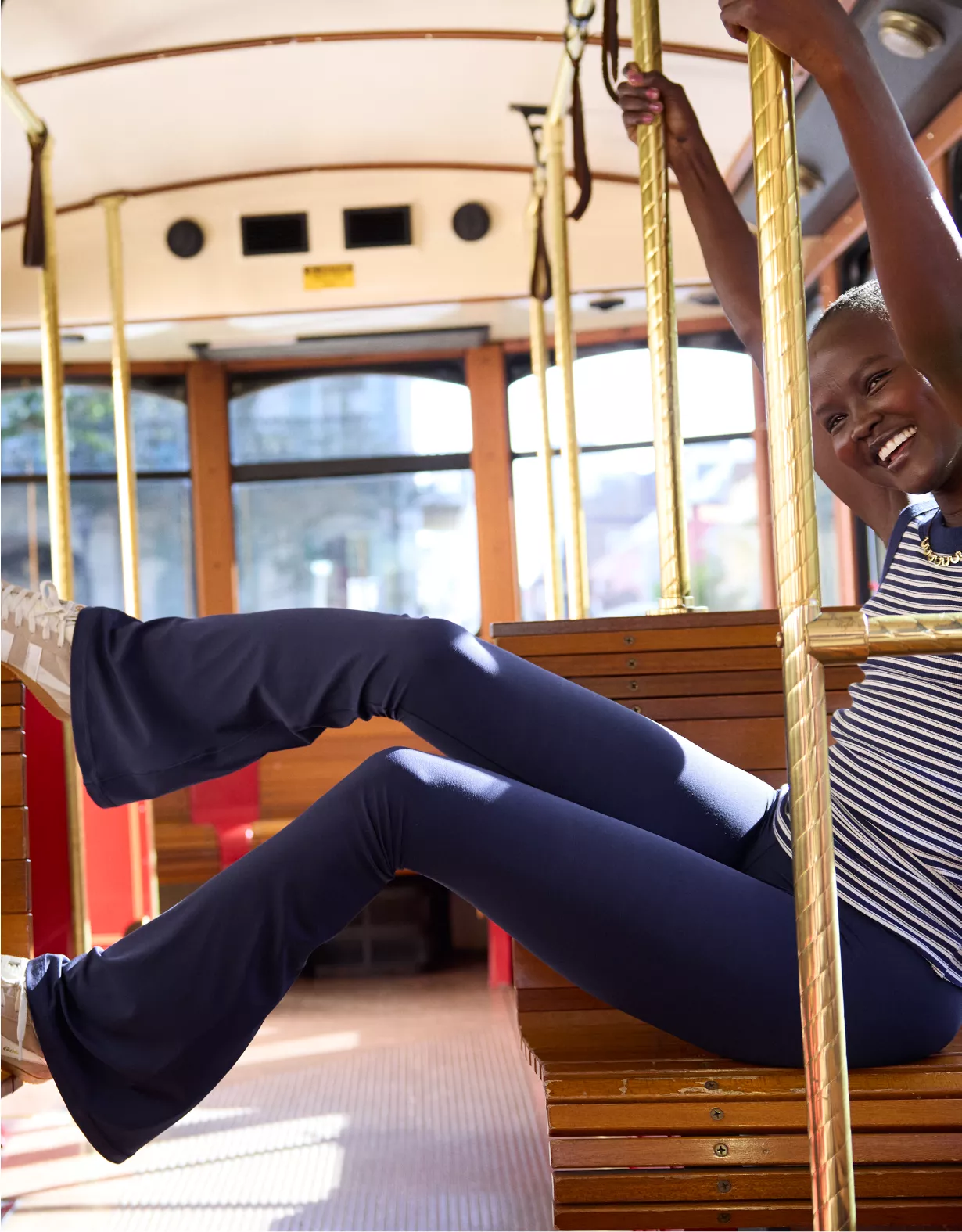 OFFLINE By Aerie Real Me High Waisted Crossover Flare Legging Royal Navy