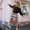 Aerie Plaid Bubble Skirt Cake Batter