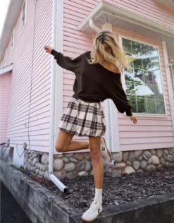 Aerie Plaid Bubble Skirt Cake Batter