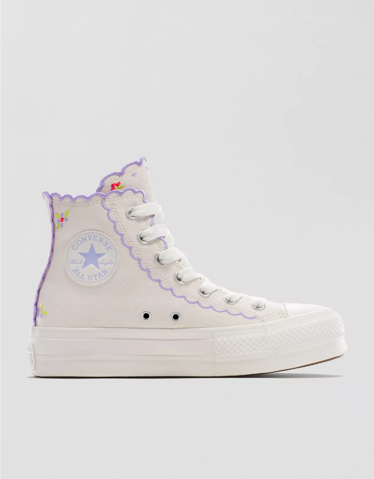 Aerie Converse Chuck Taylor All Star Embroidered Lift Platform Sneaker White