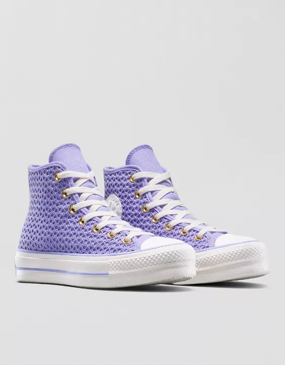 Aerie Converse Chuck Taylor All Star Knit Lift Platform Sneaker Purple - Image 3