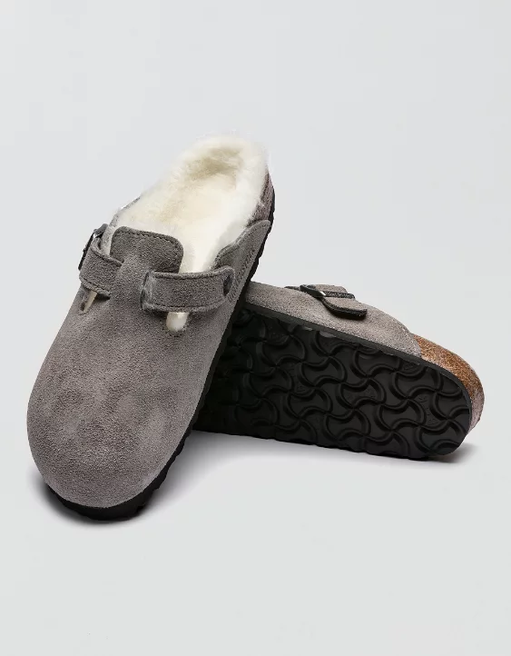 Aerie Birkenstock Boston Shearling Clog Grey - Image 3
