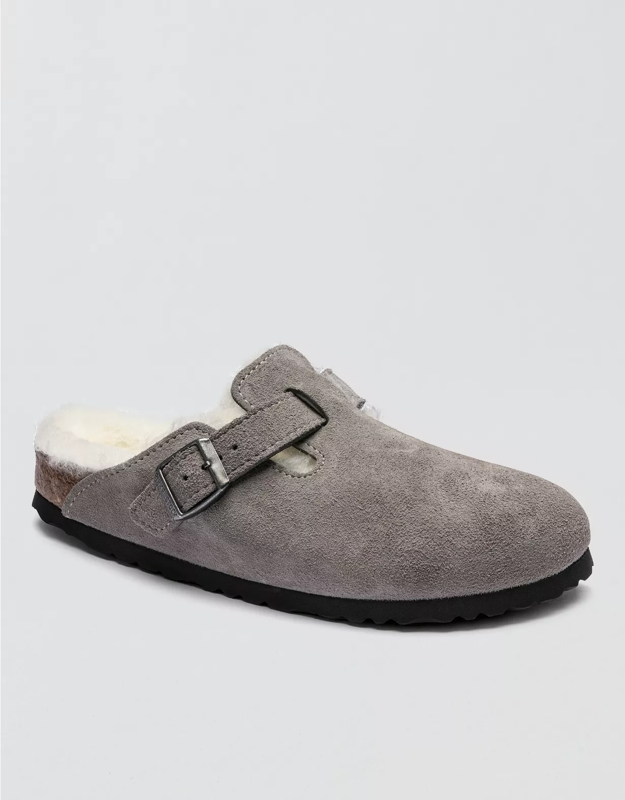 Aerie Birkenstock Boston Shearling Clog Grey