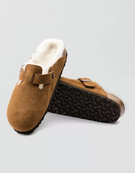 Aerie Birkenstock Boston Shearling Clog Brown - Image 3