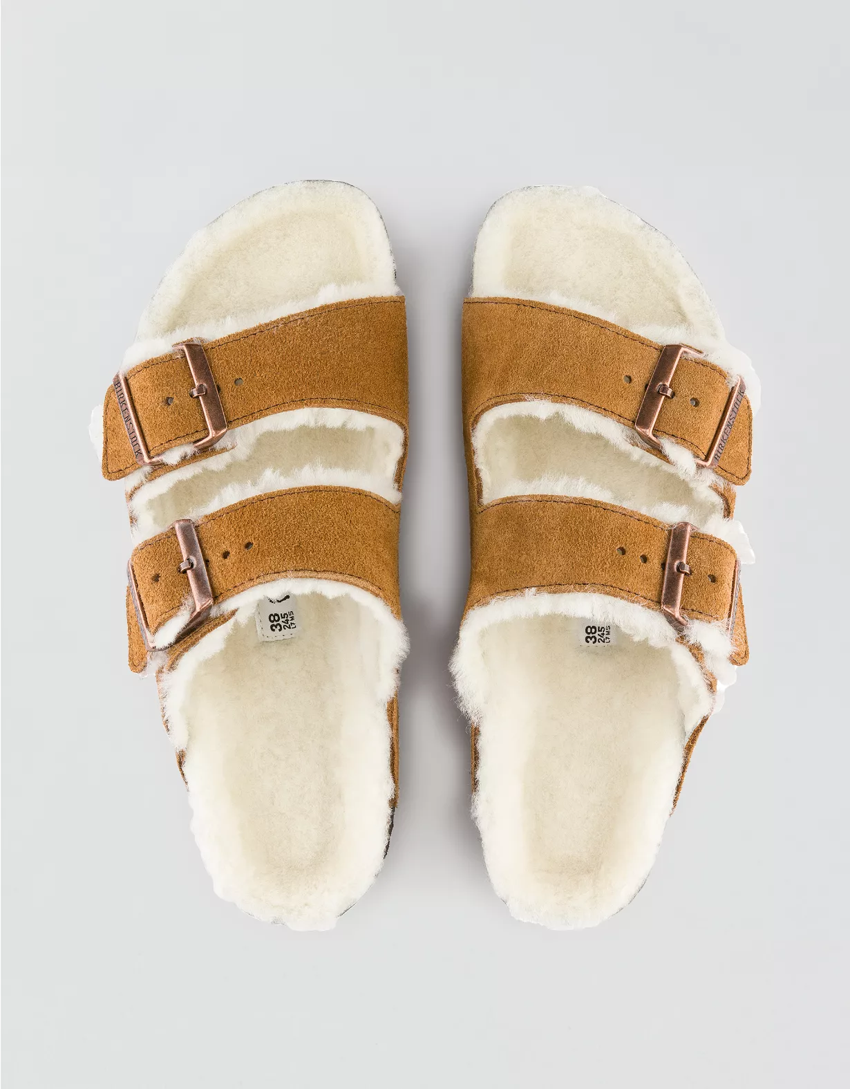 Aerie Birkenstock Shearling Arizona Sandal Brown