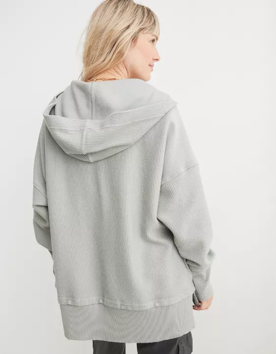 Aerie Textured Henley Hoodie - Image 3