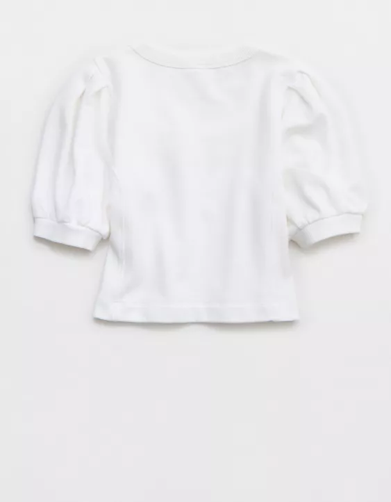 Aerie Seams Right Short Sleeve Sweatshirt White - Image 4