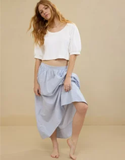 Aerie Seams Right Short Sleeve Sweatshirt White