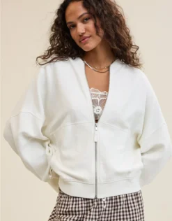 Aerie Full Zip Sweatshirt Soft Muslin