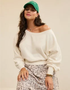 Aerie Off The Shoulder Sweatshirt Natural