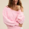 Aerie Off The Shoulder Sweatshirt Club Pink