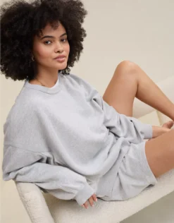 Aerie Keep It Light Crew Sweatshirt Medium Heather Gray