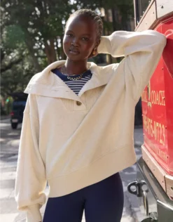 Aerie Best Button Sweatshirt Heather Frost
