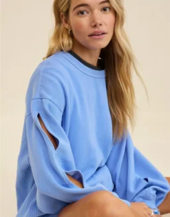 Aerie Très Chic Keyhole Sweatshirt Dream Blue