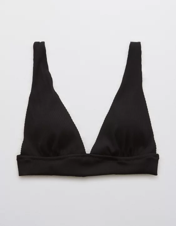 Aerie Ribbed Tie Longline Triangle Bikini Top - Image 3