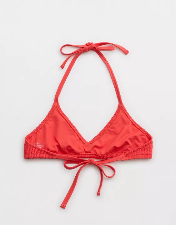 Aerie Crinkle Halter Voop Bikini Top Resort Red - Image 4