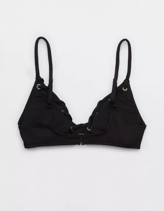 Aerie Ribbed Voop Bikini Top True Black - Image 4