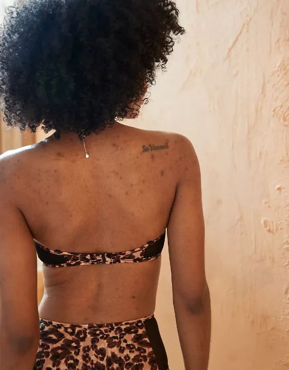 Aerie Leopard Mesh V Wire Bandeau Bikini Top - Image 2