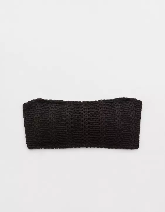 Aerie The Boardwalker Cloudweave Crochet Bikini Top True Black - Image 3