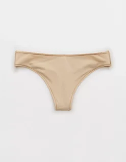 Aerie Slick Chicks Adaptive Thong Underwear Beige
