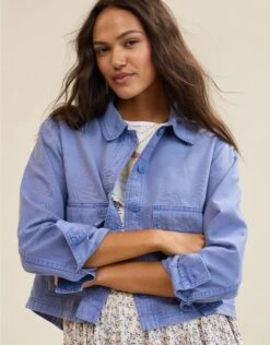 Aerie Cropped Chore Jacket Ice Blue