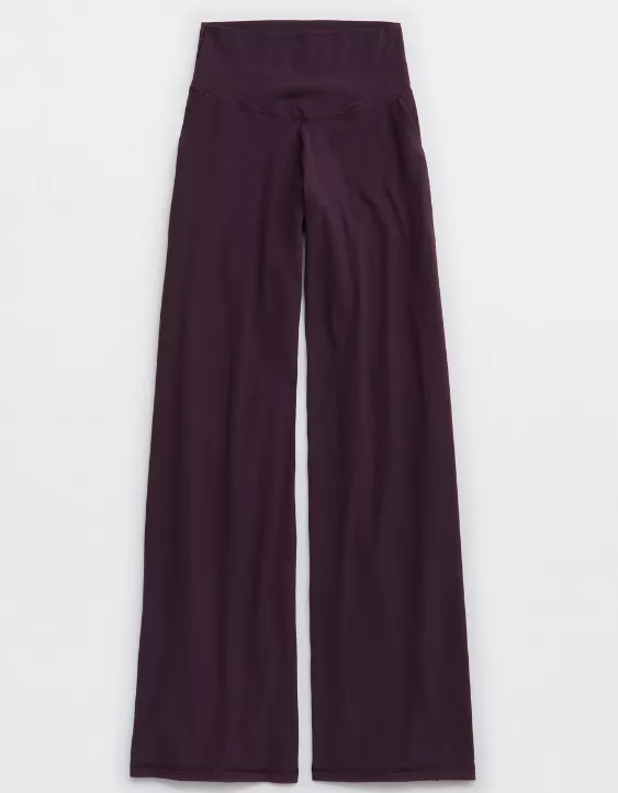 OFFLINE By Aerie Real Me XTRA High Waisted Ribbed Trouser Cool Berry - Image 4