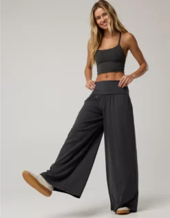OFFLINE By Aerie Real Me Foldover Super Wide Leg Pant Smoked Gray