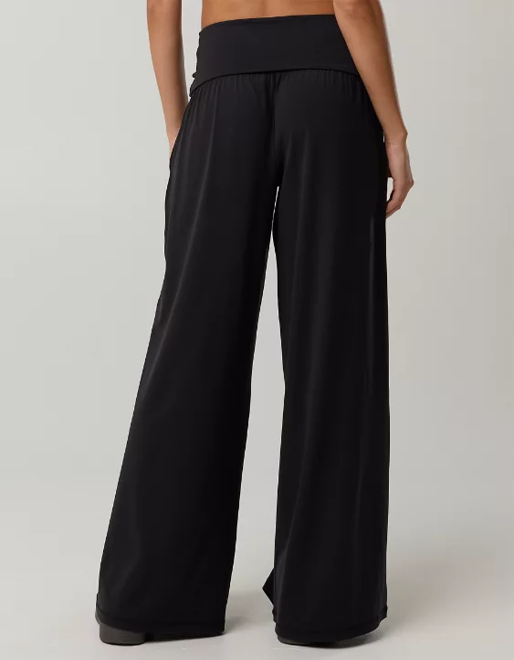 OFFLINE By Aerie Real Me Foldover Super Wide Leg Pant True Black - Image 2