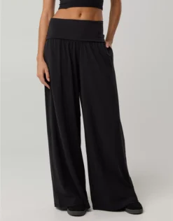 OFFLINE By Aerie Real Me Foldover Super Wide Leg Pant True Black