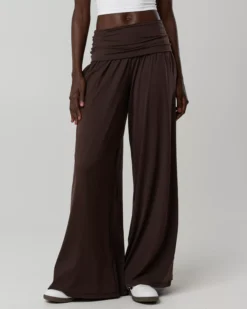 OFFLINE By Aerie Real Me Foldover Super Wide Leg Pant Deep Earth