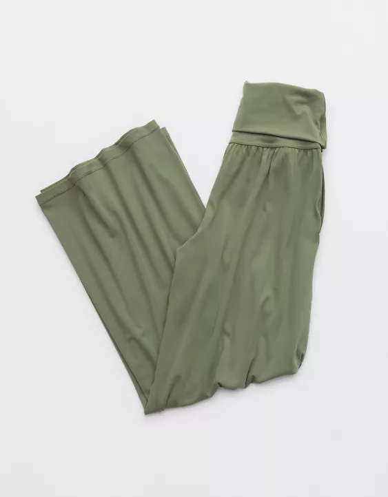 OFFLINE By Aerie Real Me Foldover Super Wide Leg Pant Olive Fun - Image 4