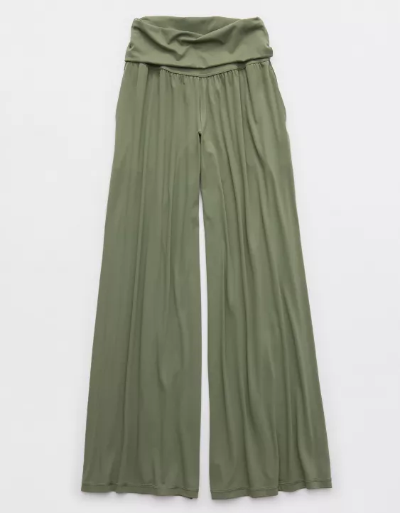 OFFLINE By Aerie Real Me Foldover Super Wide Leg Pant Olive Fun - Image 3