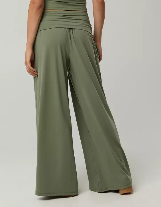 OFFLINE By Aerie Real Me Foldover Super Wide Leg Pant Olive Fun - Image 2