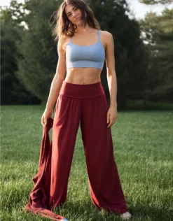 OFFLINE By Aerie Real Me Foldover Super Wide Leg Pant Deep Cherry