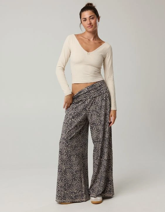 OFFLINE By Aerie Real Me Foldover Super Wide Leg Pant Stone - Image 5