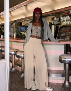 OFFLINE By Aerie Real Me Foldover Super Wide Leg Pant Cake Batter