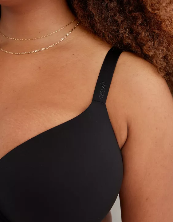 Aerie SMOOTHEZ Full Coverage Lightly Lined Bra True Black - Image 3